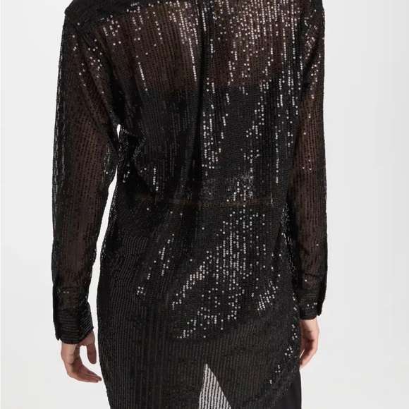 SPRWMN black sheer sequin button down blouse 🖤 - Picture 3 of 4